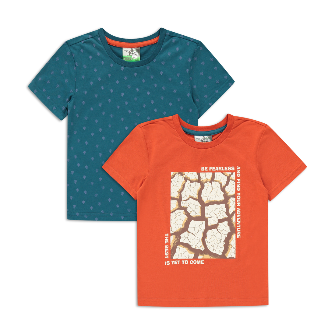 2 Pack t-shirt rock print brown-BROWN-2-3 YRS