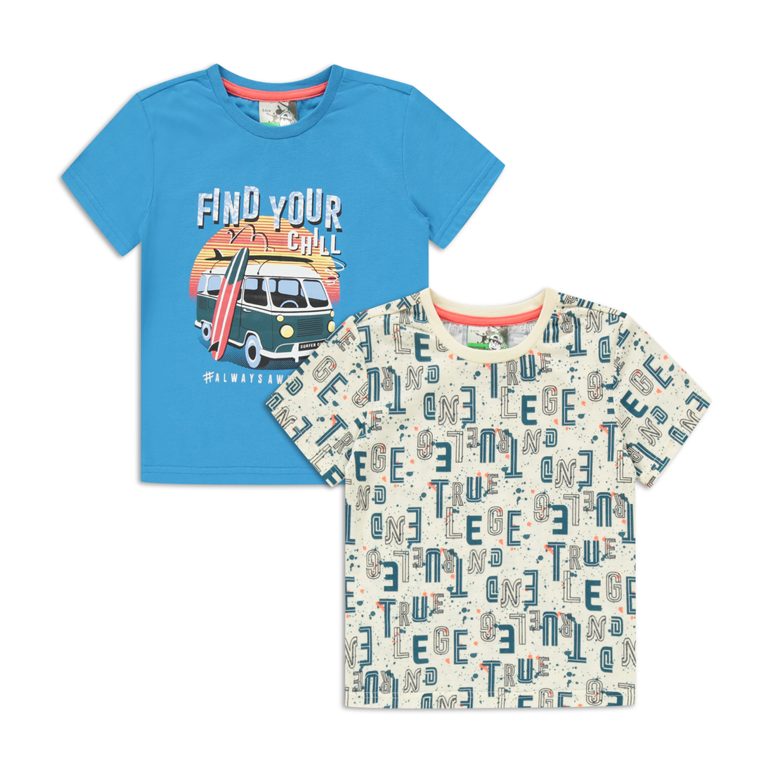 2 Pack t-shirt always awesome print mid blue-MID BLUE-2-3 YRS