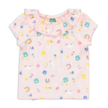 UNICORN PRINTED TSHIRT PINKESQUE-LIGHT PINK-6-12 MTHS