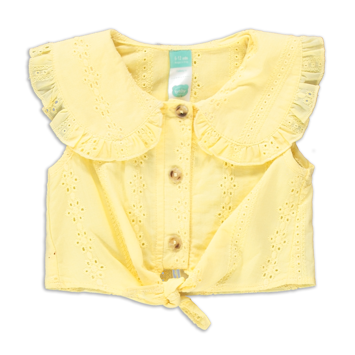 ANGLAISE TIE FRONT SHIRT PALE BANANA-YELLOW-12-18 MTHS