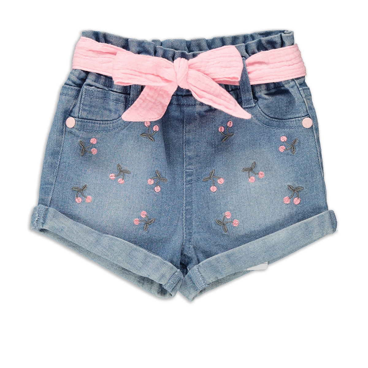 cherry embroidery styled denim short mid wash-MID BLUE-6-12 MTHS