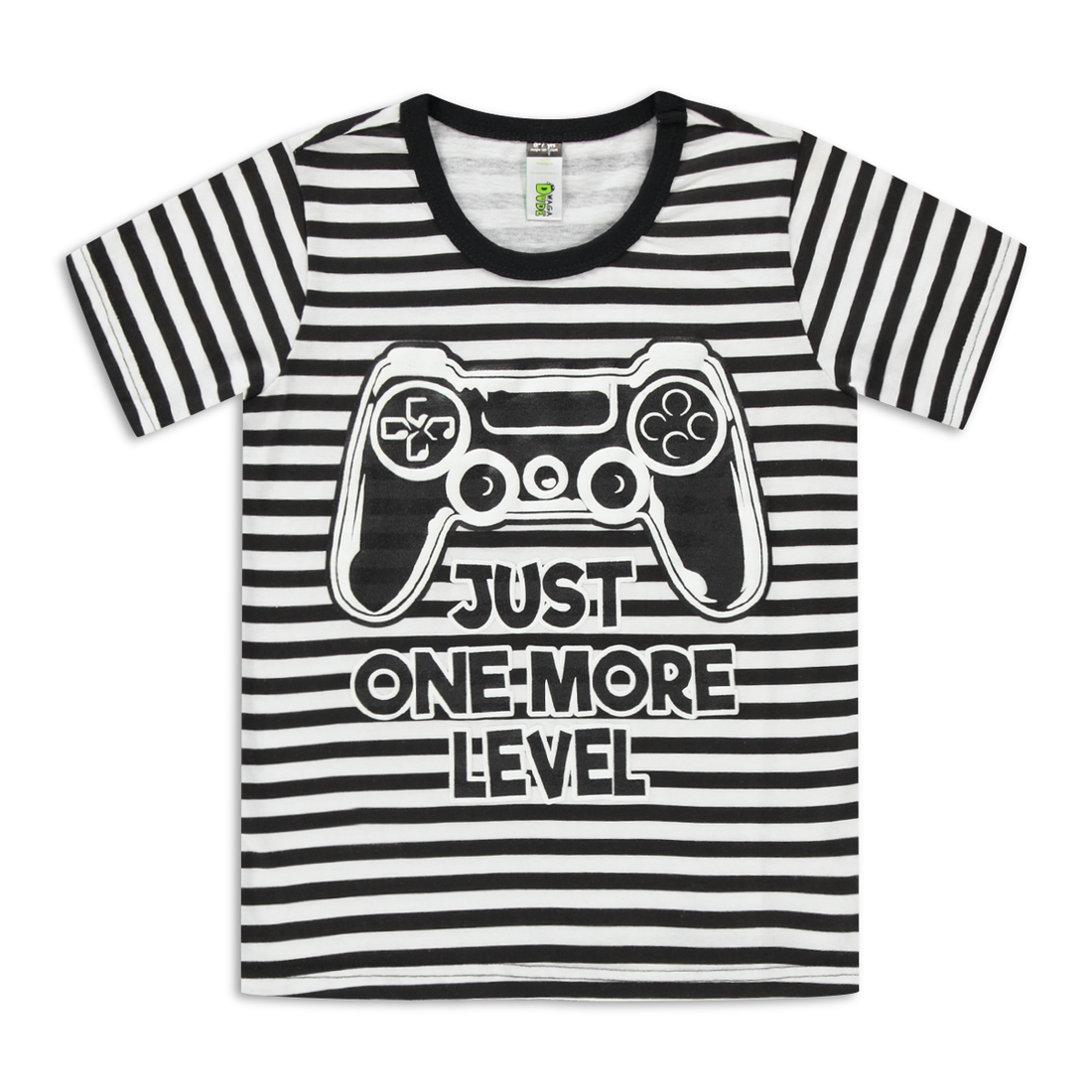 Striped gamer short sleeve pj black and white-BLACK-2-3 YRS