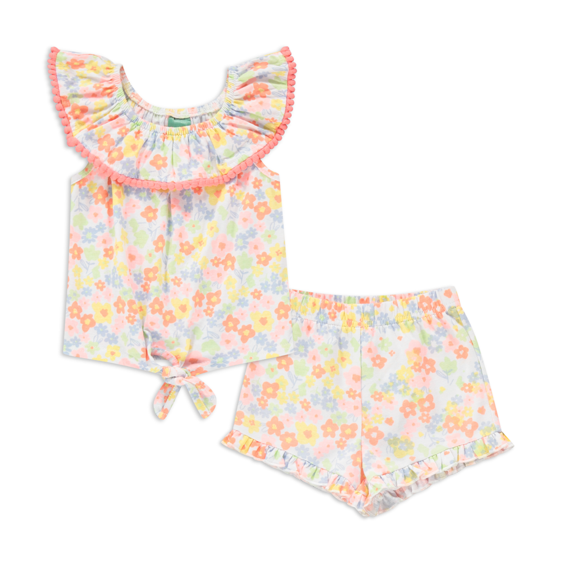 Flower print bardot short set multi-MULTI-3-6 MTHS