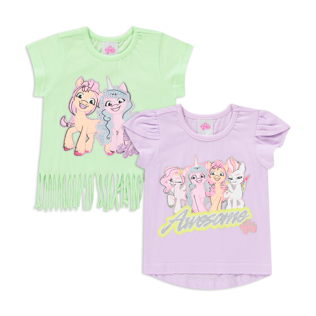 2 Pack My Little Pony t-shirts lilac green-LIME-6-12 MTHS