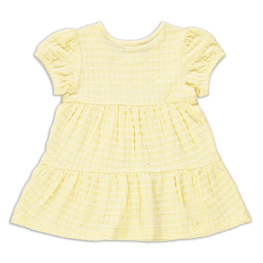 PUFF SLEEVE TIERED SEERSUCKER DRESS PALE BANANA-YELLOW-6-12 MTHS