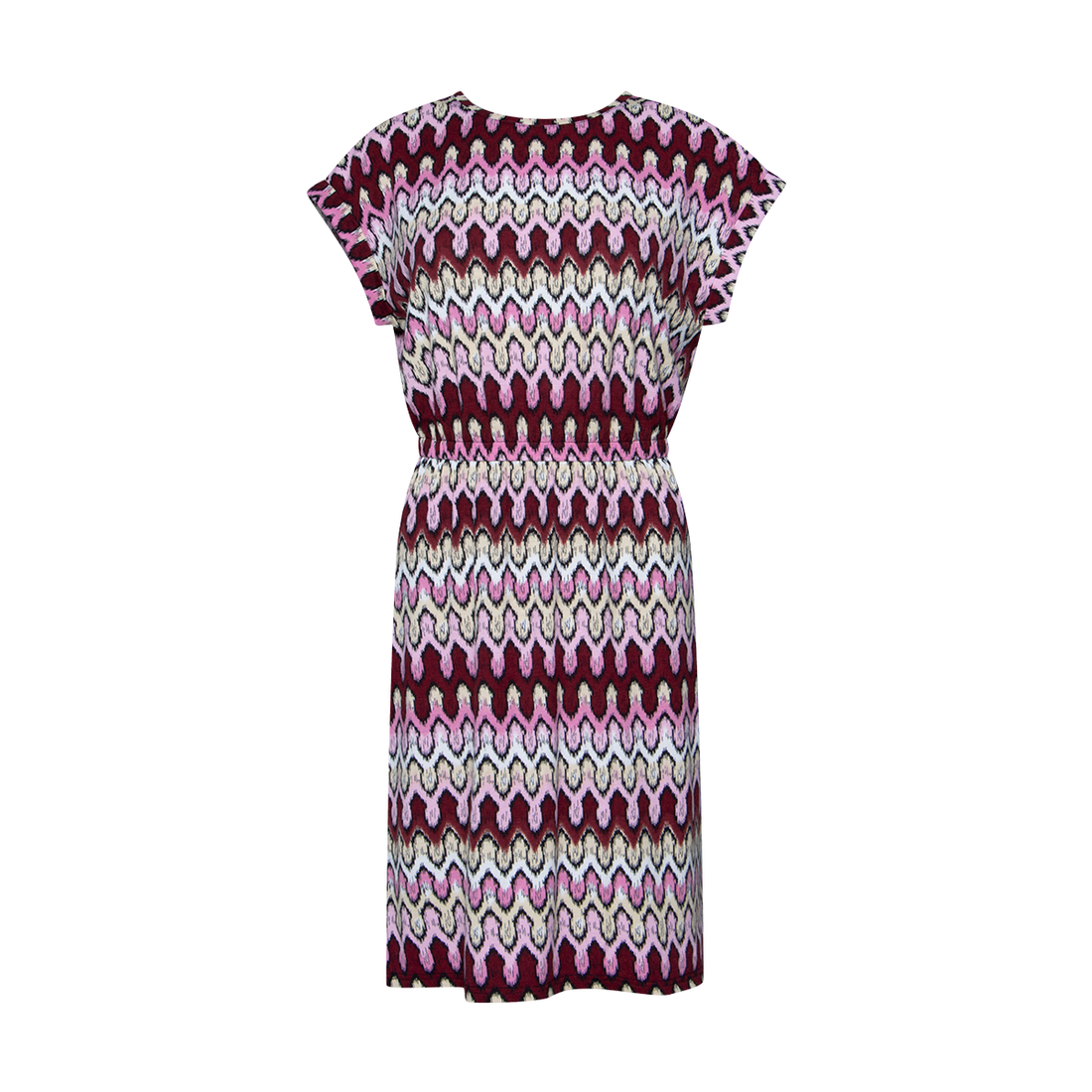 PINK ZIG ZAG PRINT KNIT T SHIRT DRESS-CERISE-M