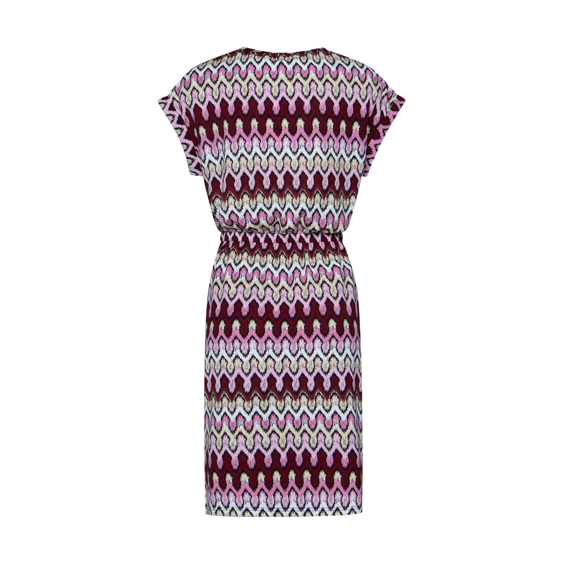 PINK ZIG ZAG PRINT KNIT T SHIRT DRESS-CERISE-M