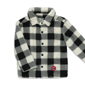 Fluffy check shacket black-BLACK-2-3 YRS