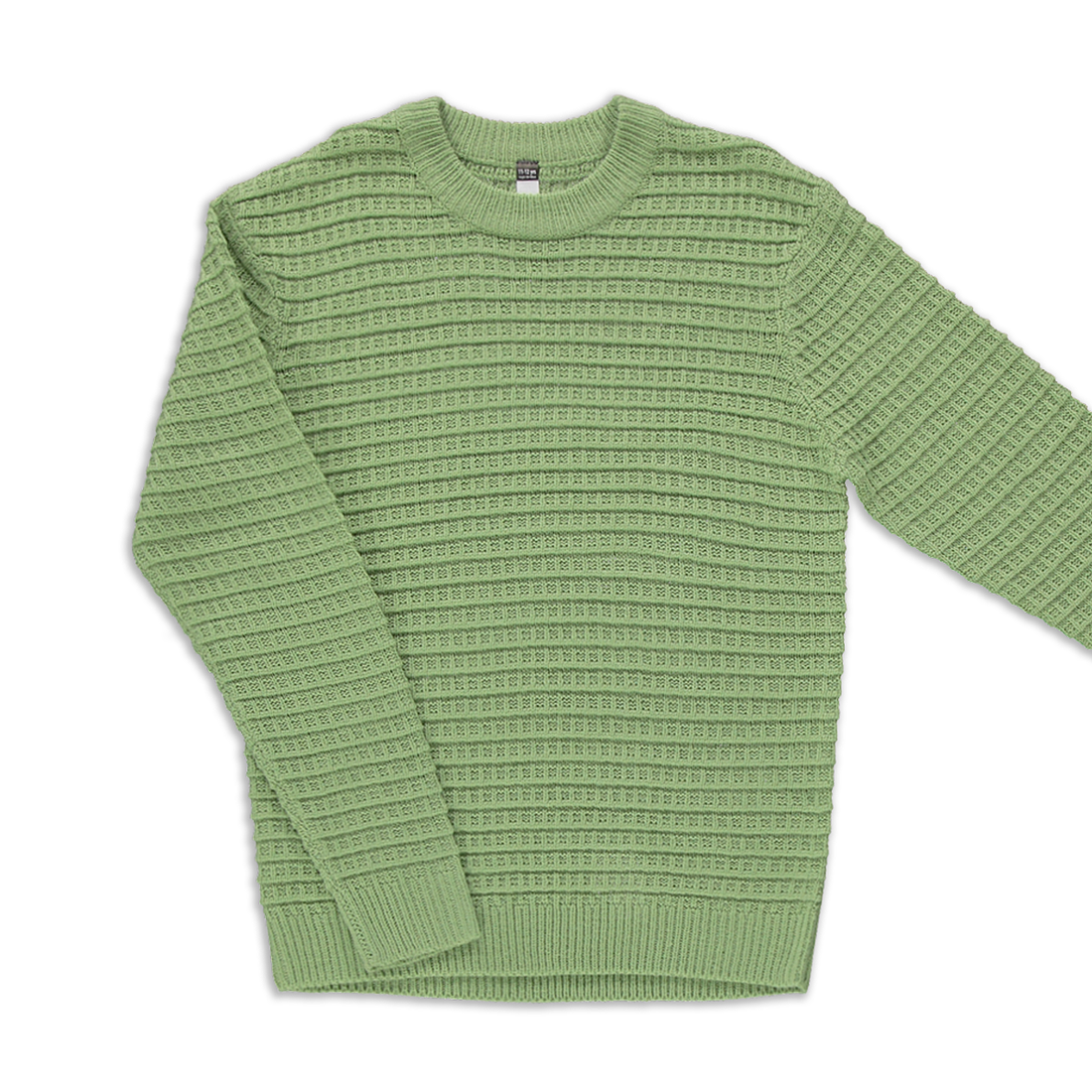 Crew neck waffle knit jersey sage-SAGE-9-10 YRS