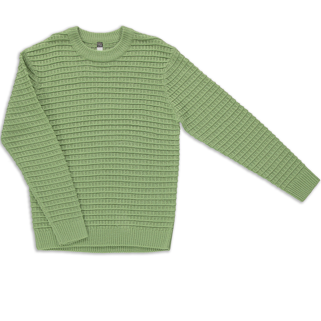 Crew neck waffle knit jersey sage-SAGE-9-10 YRS