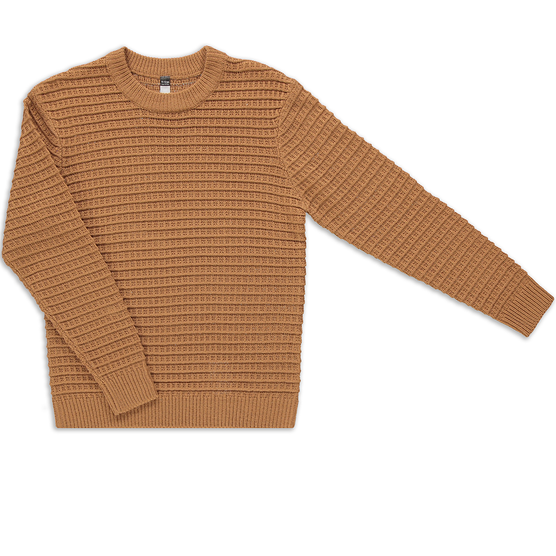 Crew neck waffle knit jersey brown-MOCHA-9-10 YRS