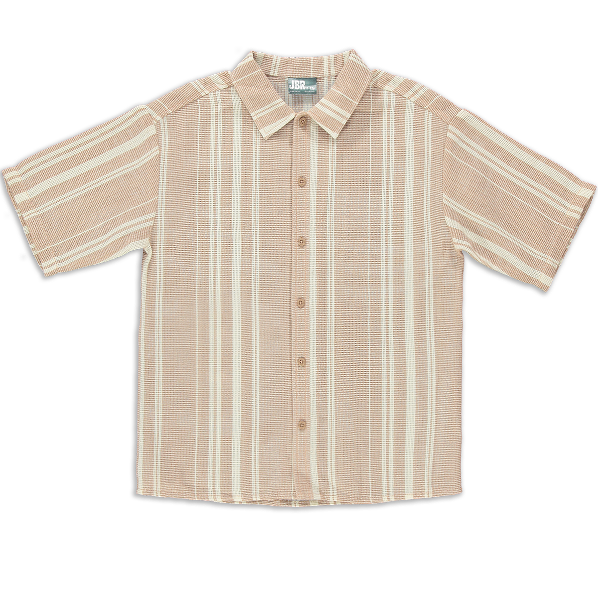 Collar resort stripe button through shirt stone-STONE-9-10 YRS