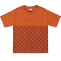 Crew neck flock texture fashion t-shirt brown-BROWN-9-10 YRS