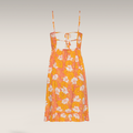 ORANGE AND WHITE FLORAL TIE BACK STRAPPY DRESS-TANGERINE-36 (2)