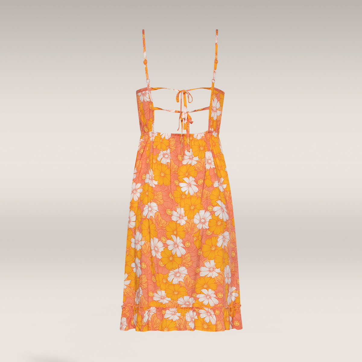 ORANGE AND WHITE FLORAL TIE BACK STRAPPY DRESS-TANGERINE-36 (3)