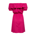 CERISE OFF SHOULDER LINEN WOVEN TEXTURED DRESS VER-CERISE-38 (1)