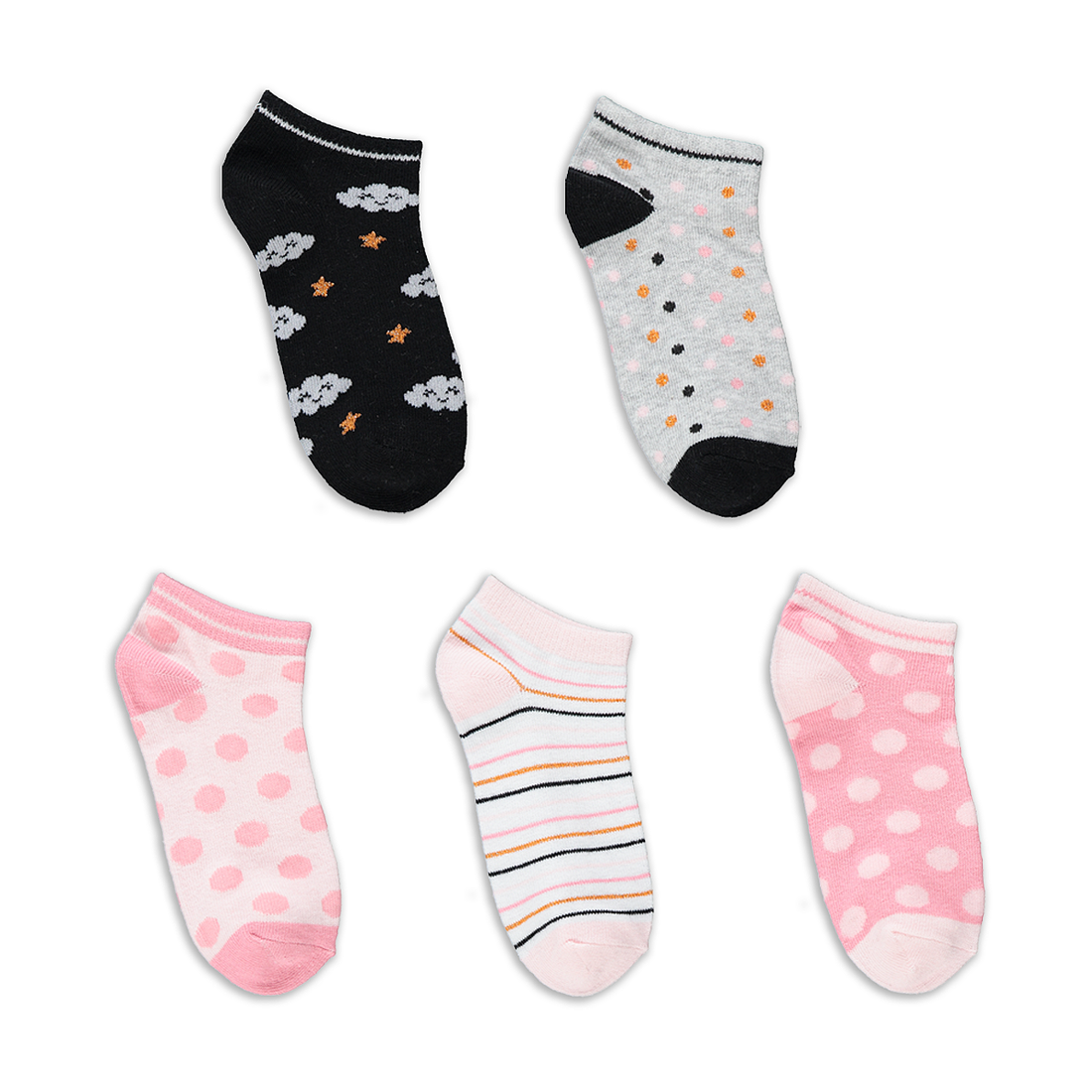 PG 5PK LOWLEG CLOUD SOCKS-BLACK-6-8 1/2