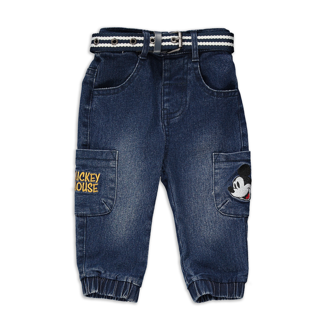 Mickey Mouse cargo pocket jean dark wash-NAVY-6-12 MTHS