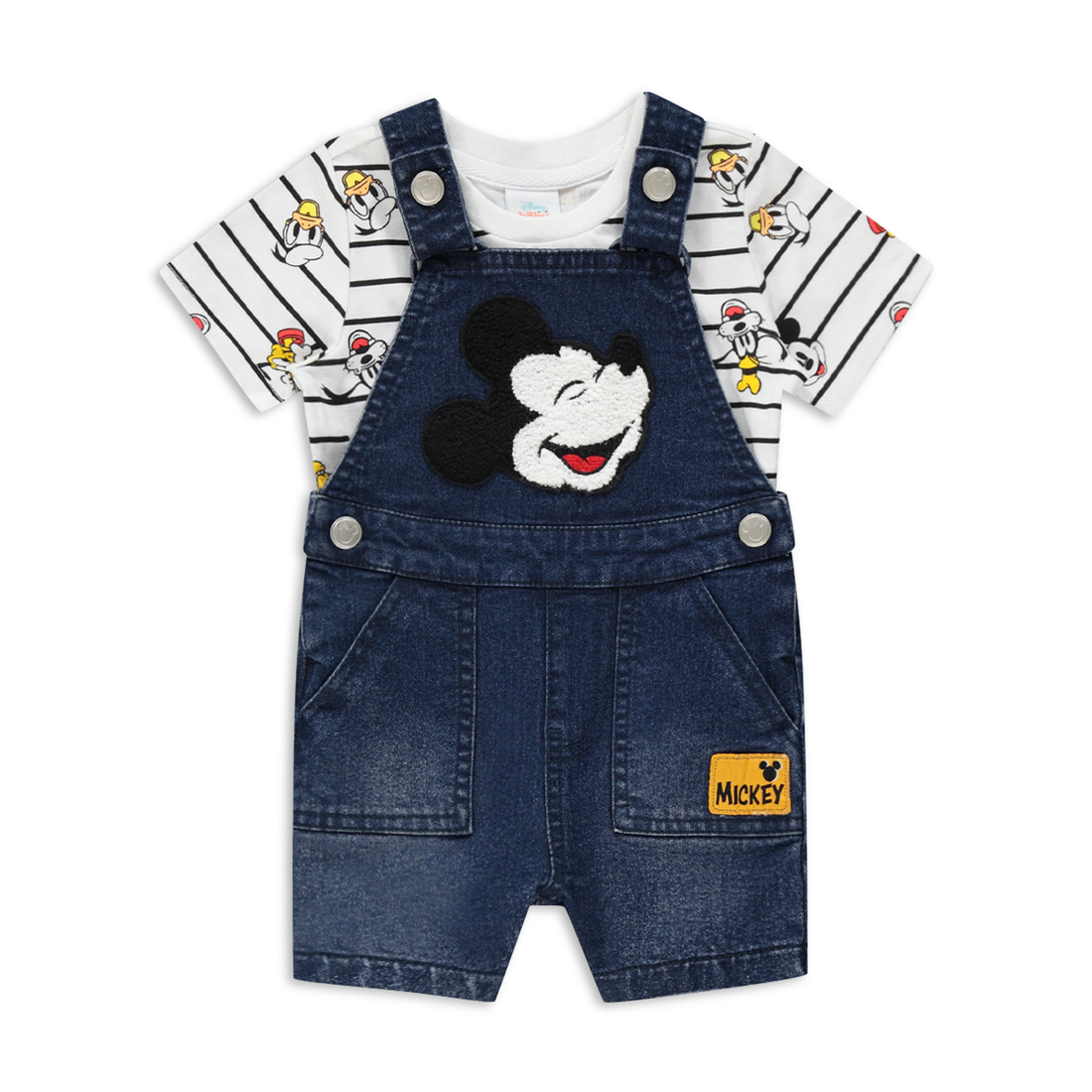 Mickey Mouse dungaree with lamb chop pockets-NAVY-6-12 MTHS