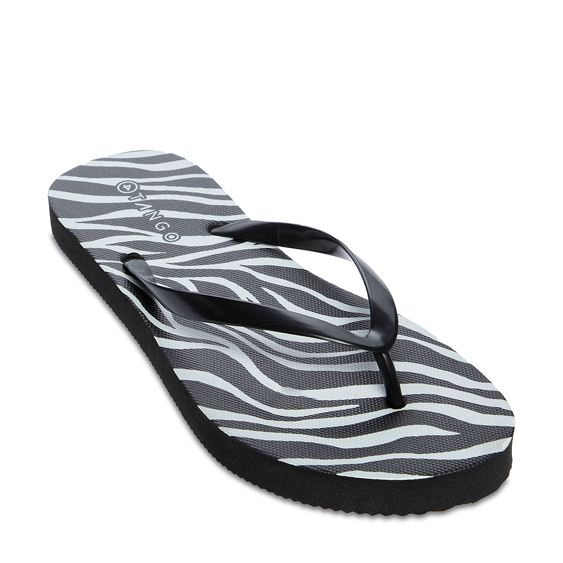 Zebra print flip flop black-BLACK-5