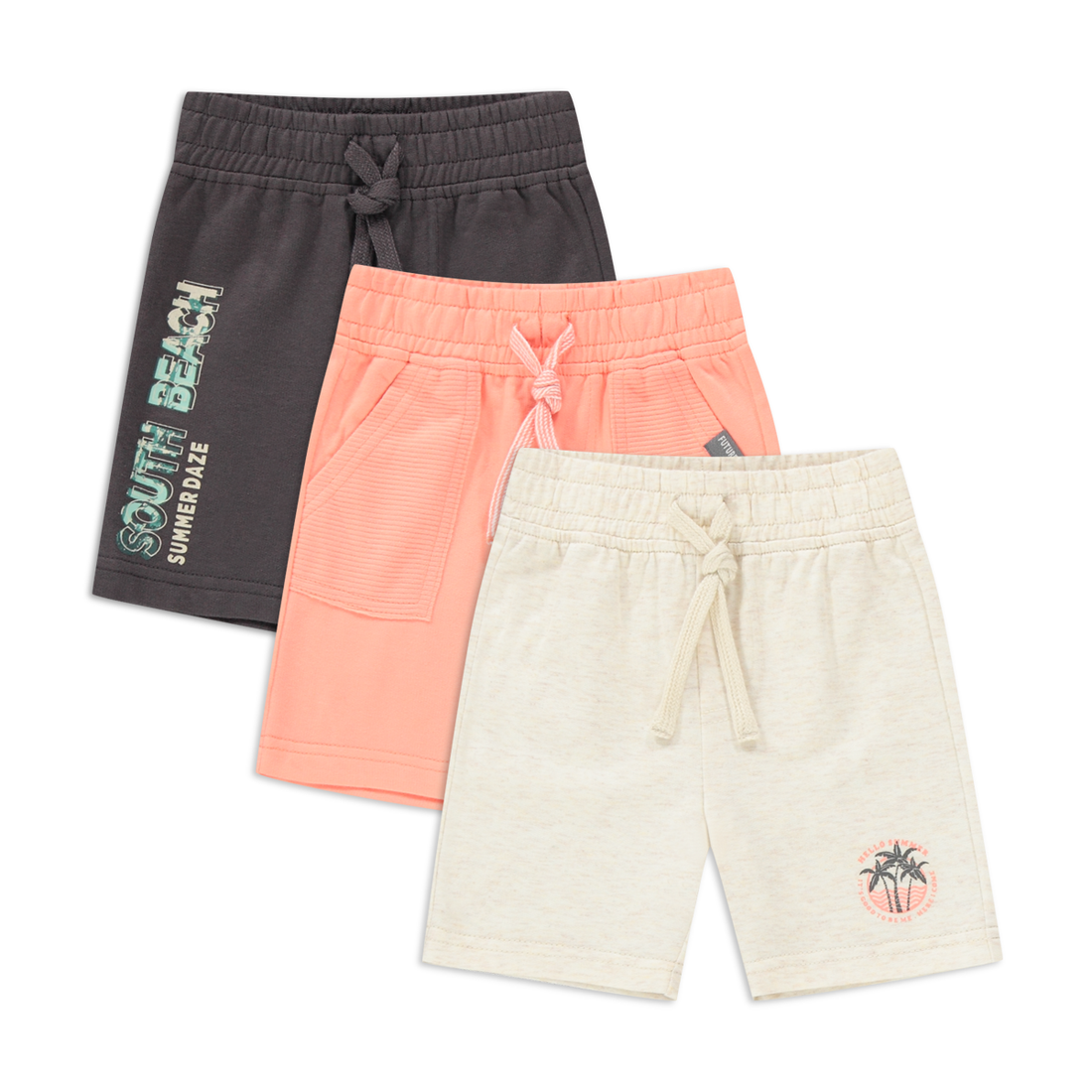 3 Pack knit short coral-ASSORTED-3-6 MTHS