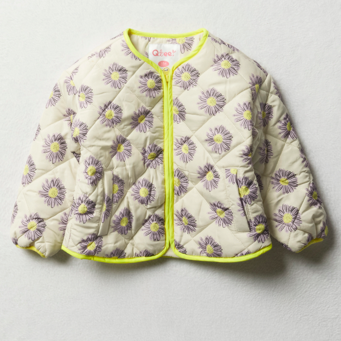 Floral Collarless Jacket Multi-MULTI-3-4 YRS