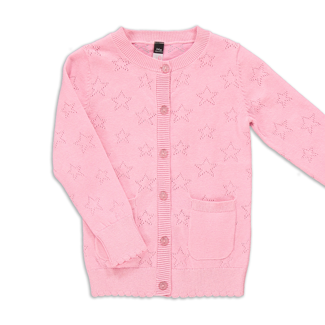 Pointelle Cardigan Pink-MID PINK-7-8 YRS