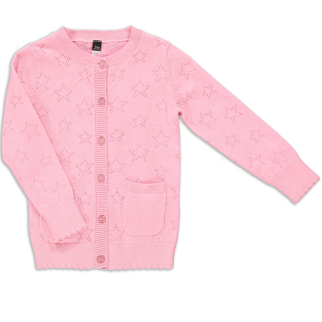 Pointelle Cardigan Pink-MID PINK-7-8 YRS