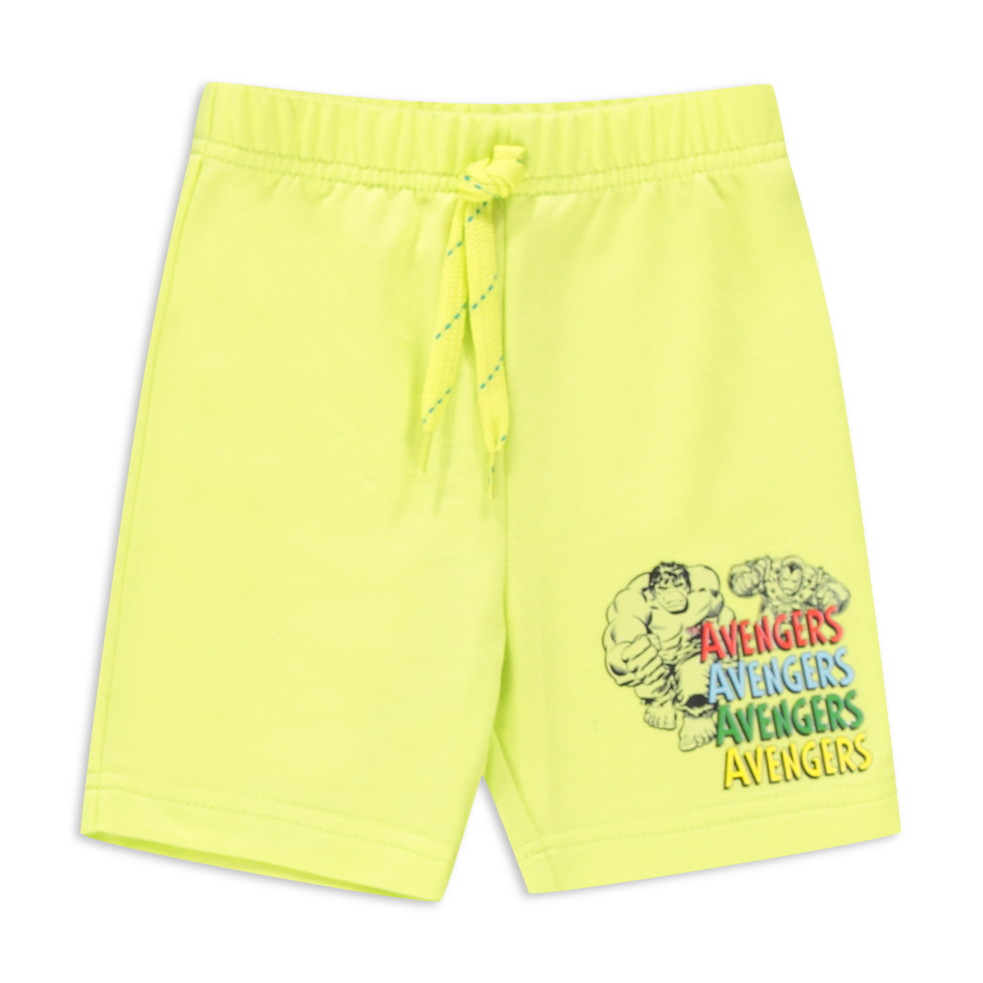 2 Pack Avengers fleece shorts sharp green and turq-LIME-6-12 MTHS