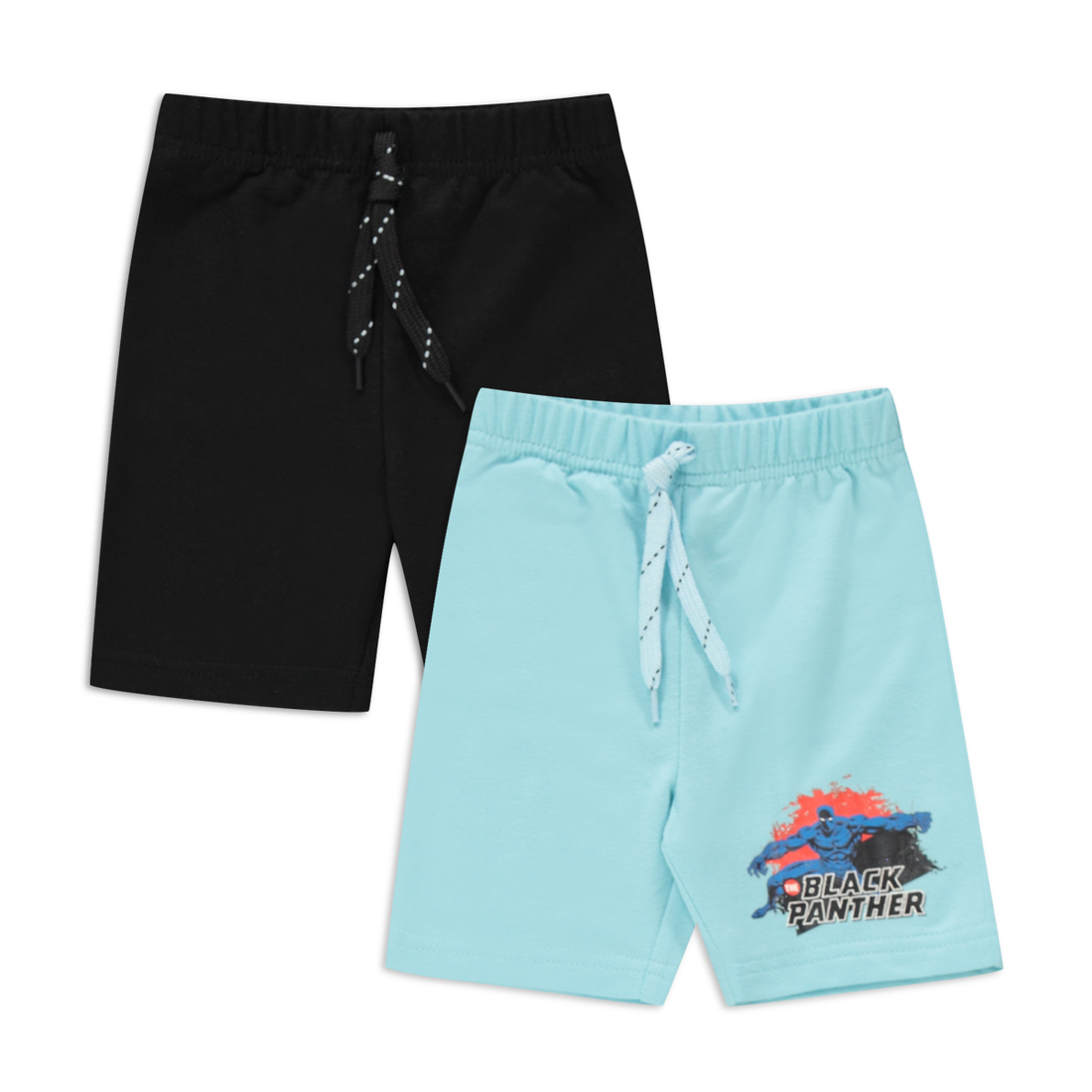 2 Pack Black Panther fleece shorts black and sky b-LIGHT BLUE-6-12 MTHS