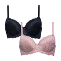 2 PACK SML BALCONETTE LACE MAUVE NAVY-MAUVE-36 B