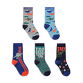 PB 5PK SOCKS PRINT DINO S22-BRIGHT BLUE-9-12