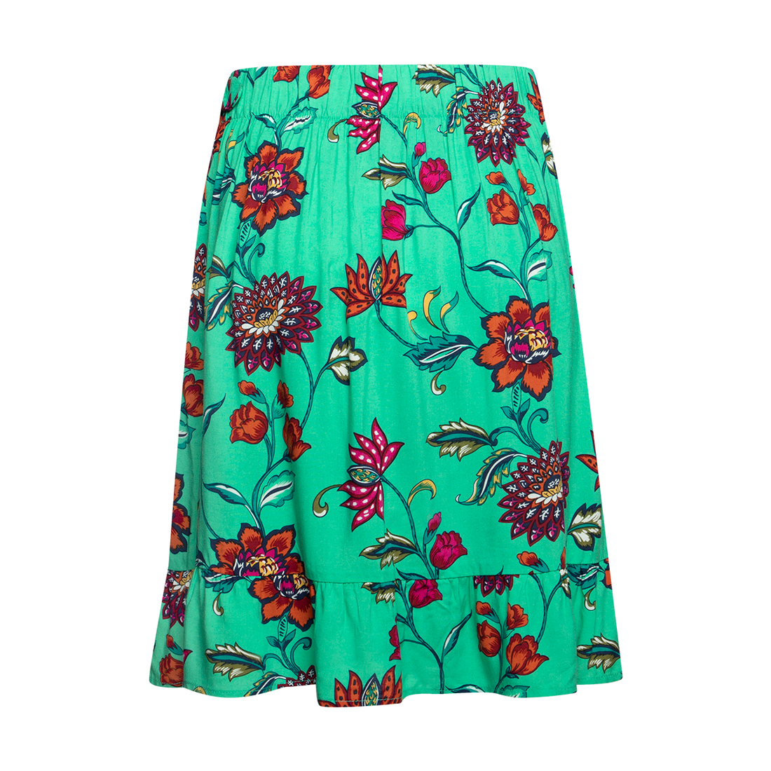 Woven midi viscose wrap skirt printed floral blue-TEAL-38