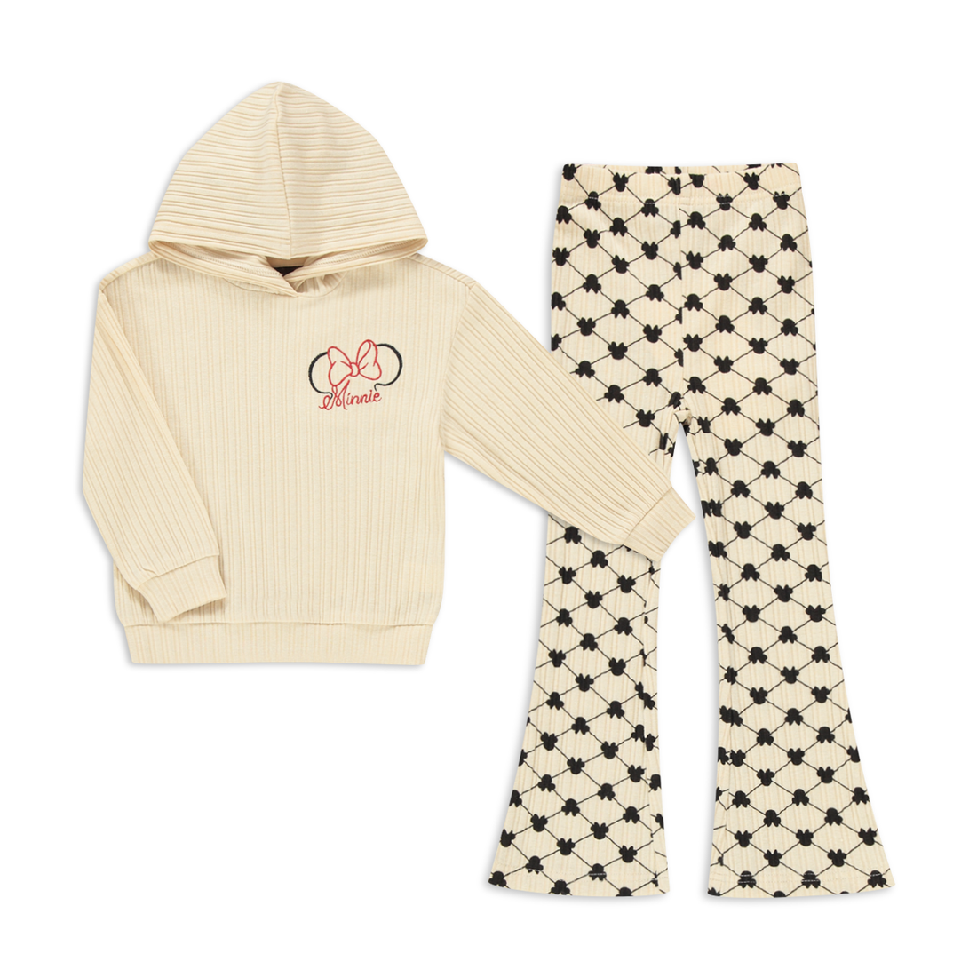 Minnie Mouse rib hooded tracktop with rib flare le-OATMEAL-3-4 YRS