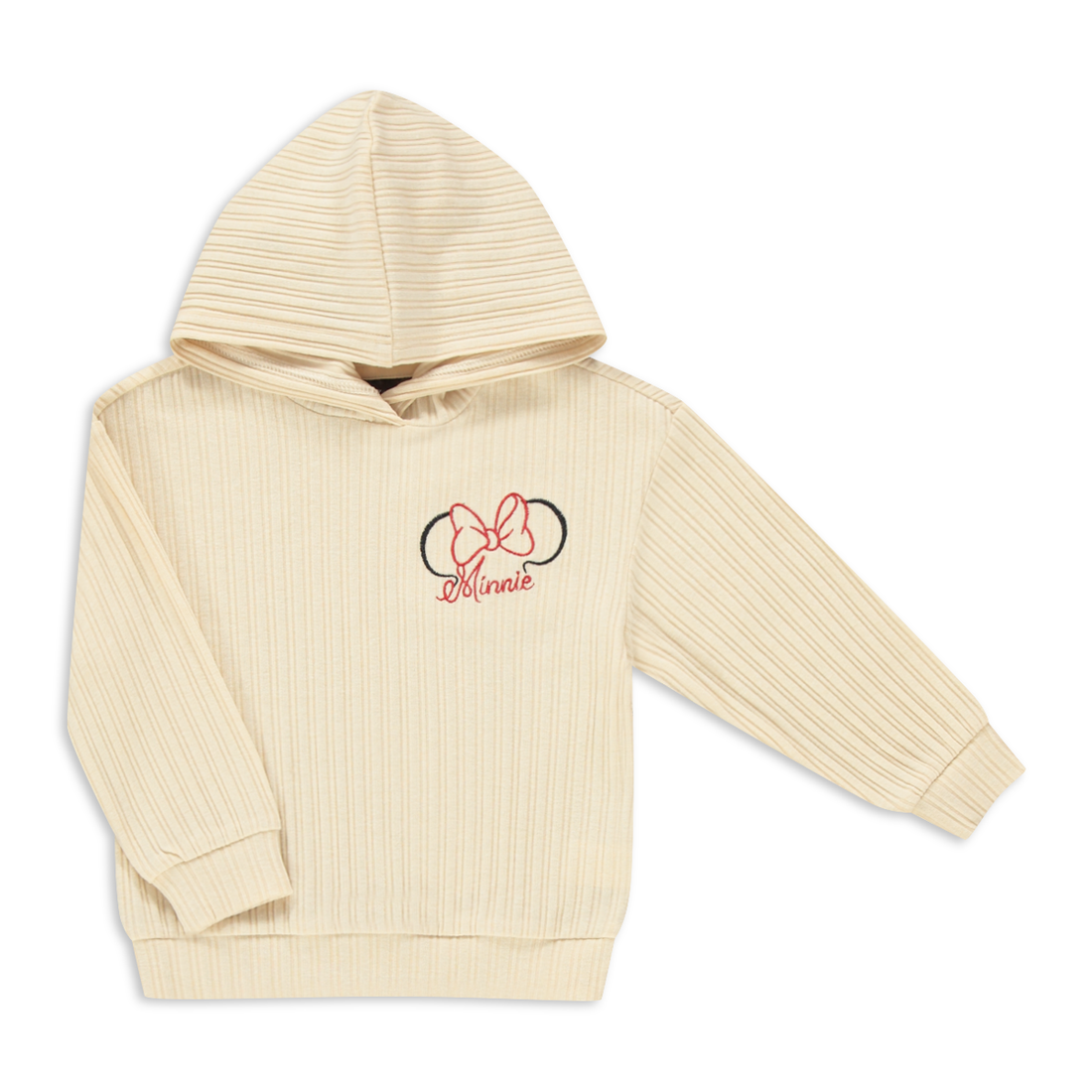 Minnie Mouse rib hooded tracktop with rib flare le-OATMEAL-3-4 YRS