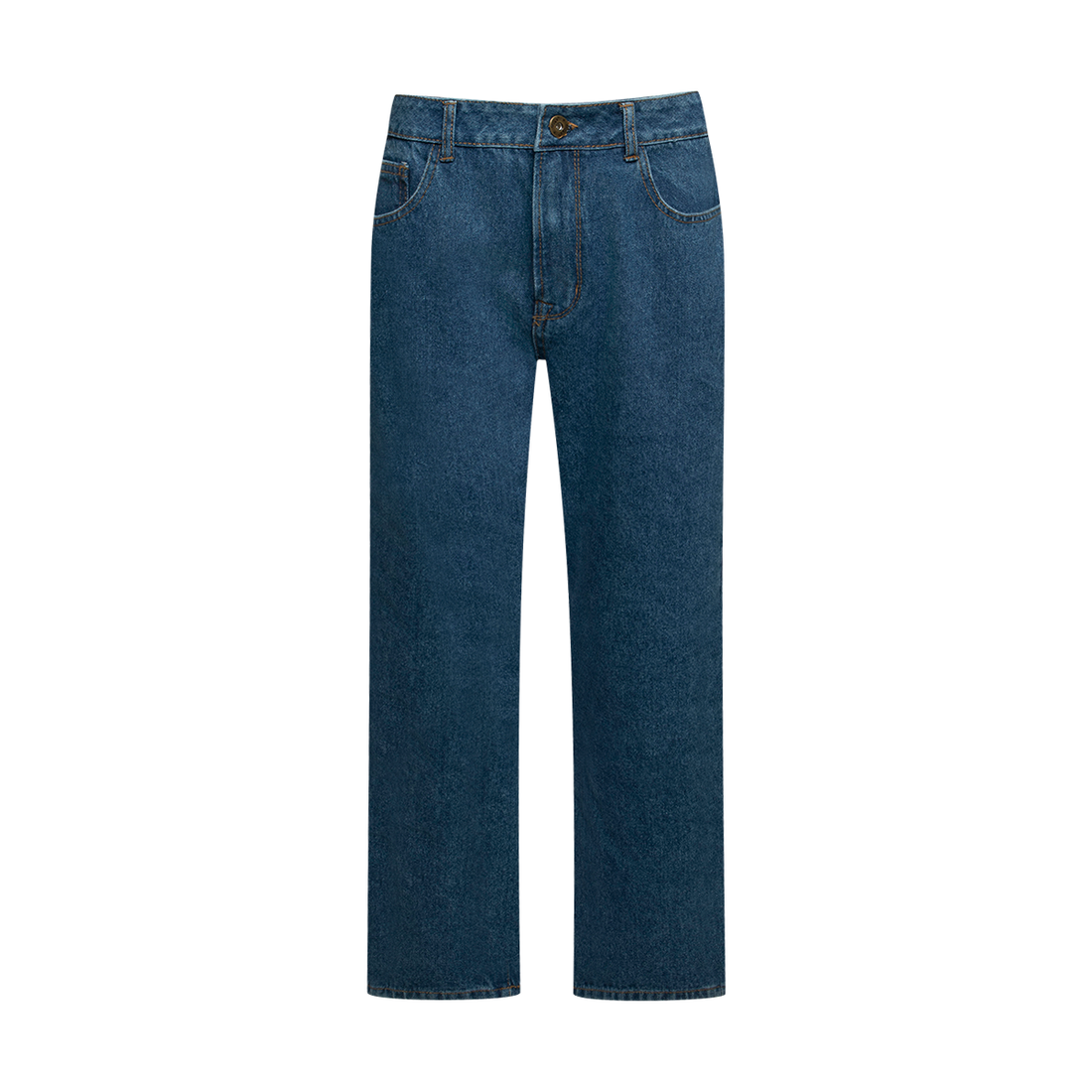 Basic straight leg jeans mid wash-MID BLUE-36