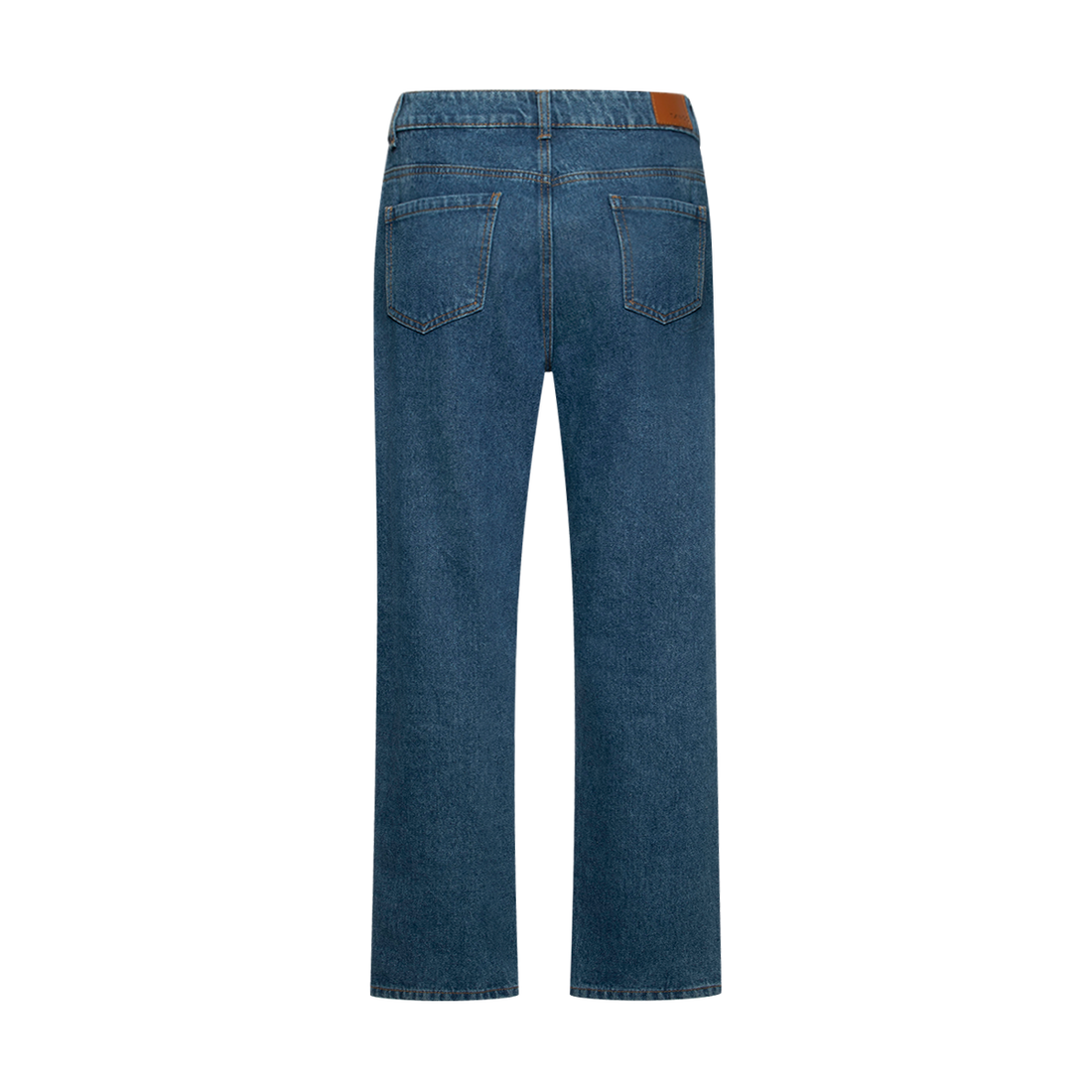 Basic straight leg jeans mid wash-MID BLUE-36