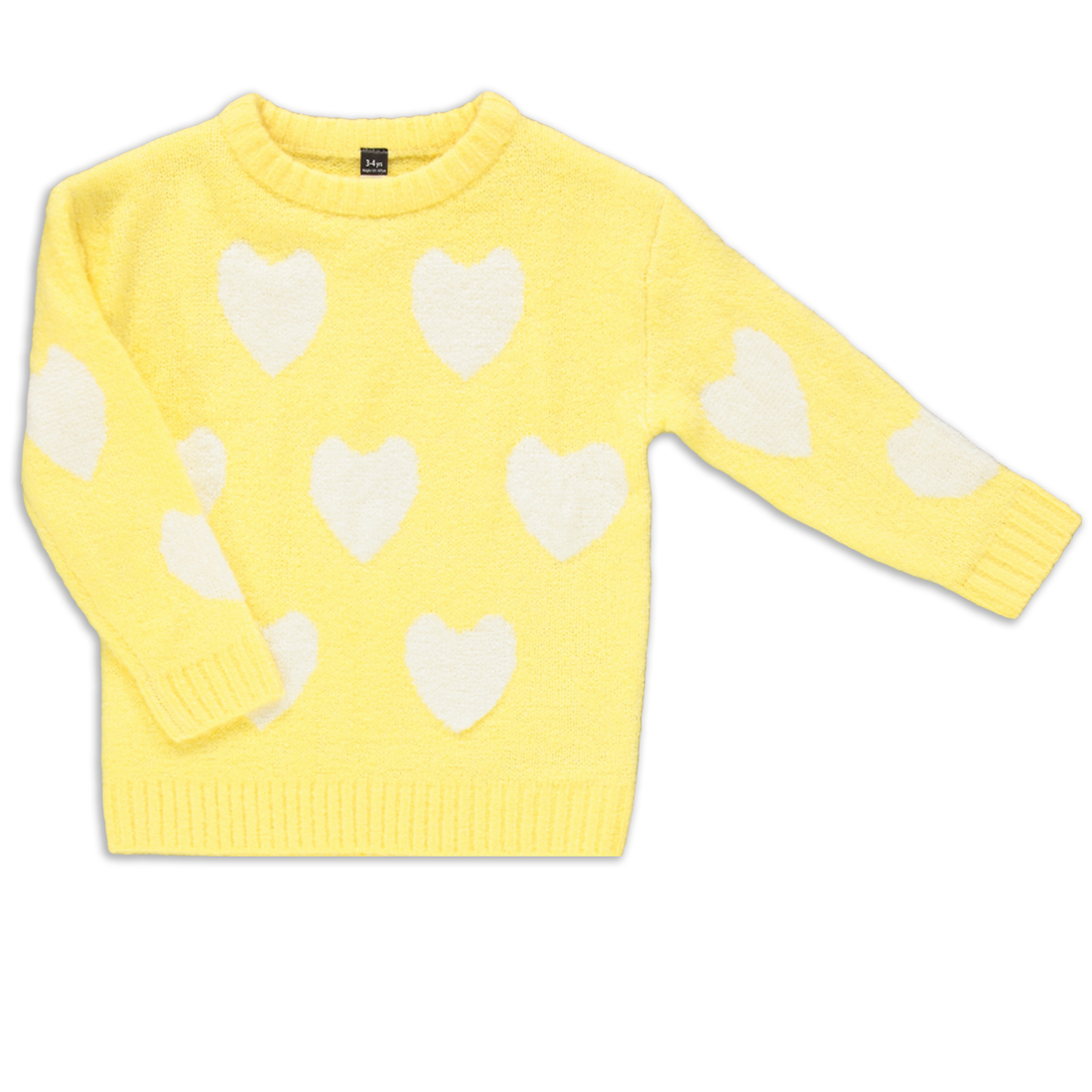 Heart Jumper Yellow and White-LEMON-2-3 YRS