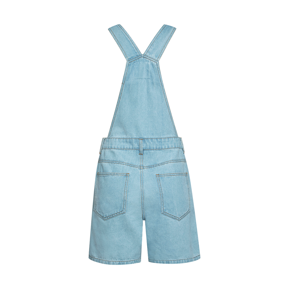 Ripped denim dungaree shorts light wash-LIGHT BLUE-36