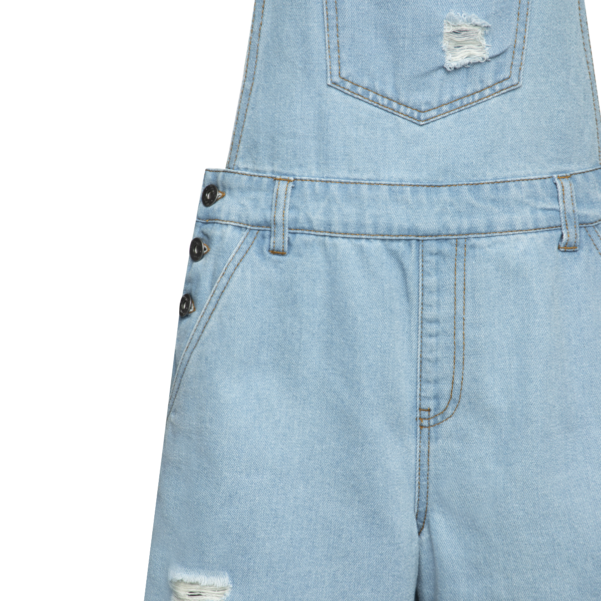 Ripped denim dungaree shorts light wash-LIGHT BLUE-36 (2)