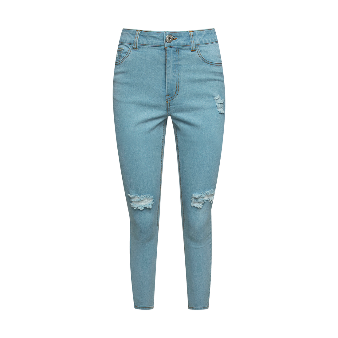 Styled skinny jeans ripped knee light wash-LIGHT BLUE-38