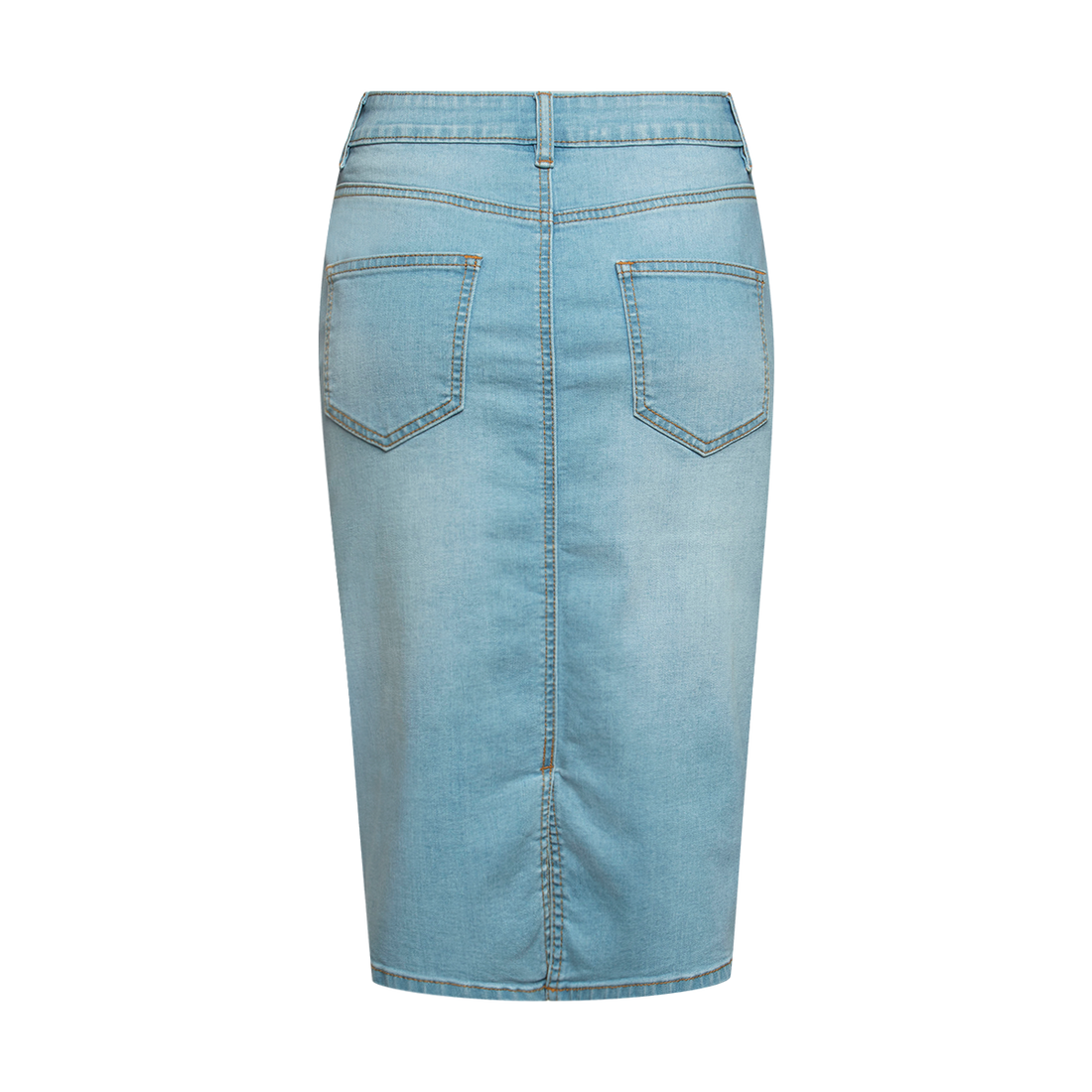 Styled denim pencil skirt light wash-LIGHT BLUE-38