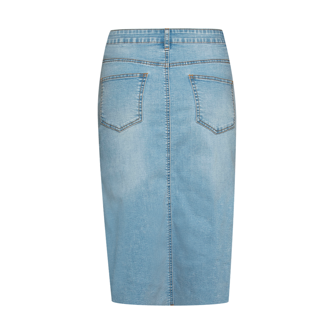 Front slit denim pencil skirt light wash-LIGHT BLUE-38