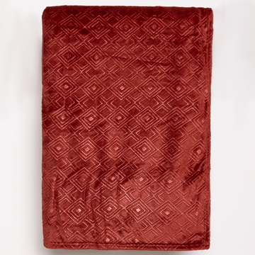 Geo large textured throw red ochre-RED-LARGE