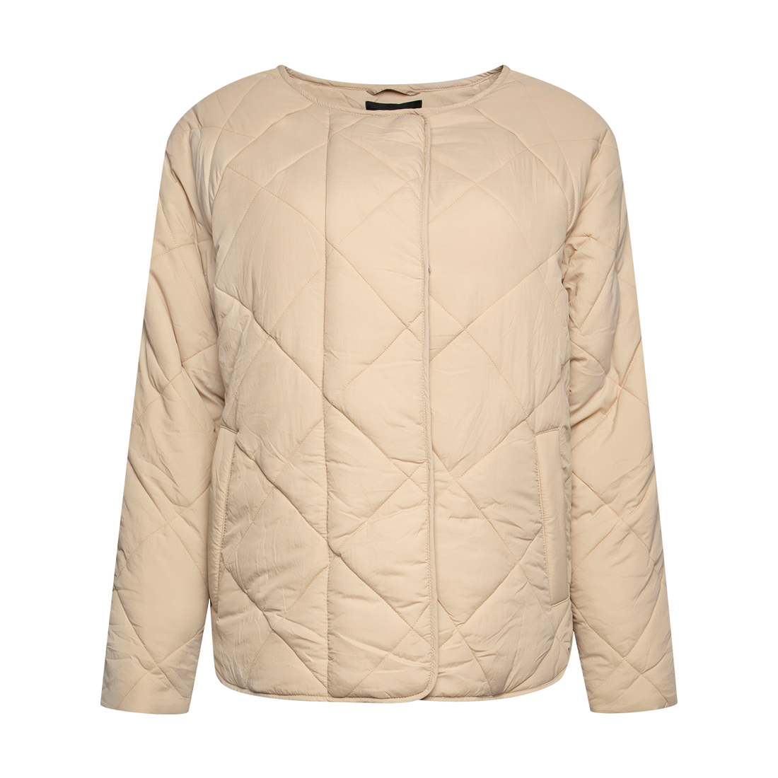 Light weight collarless quilted jacket lt stone-STONE-30