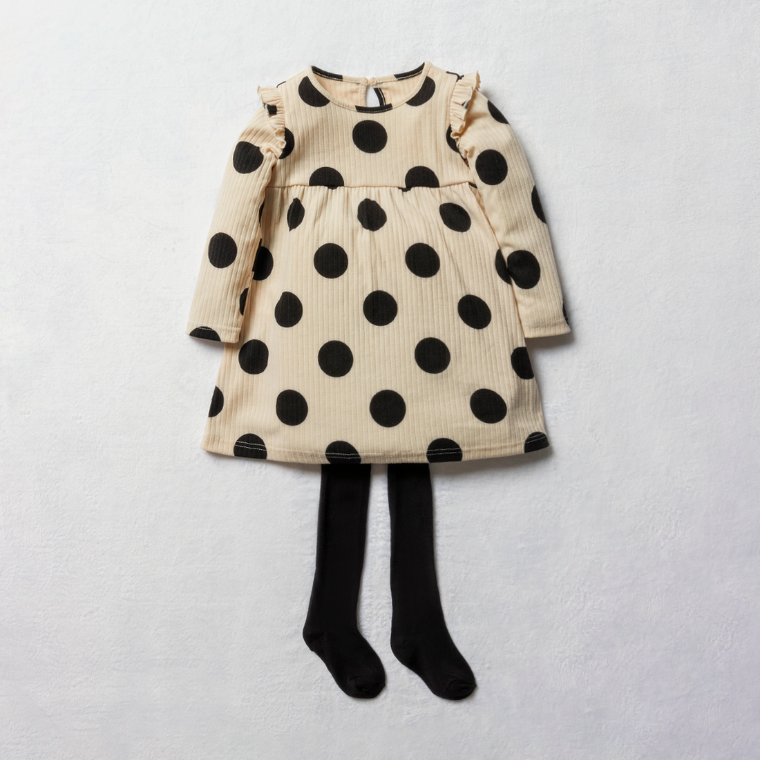 Spot Babydoll Dress with Stockings Milk and Charco-MILK-2-3 YRS