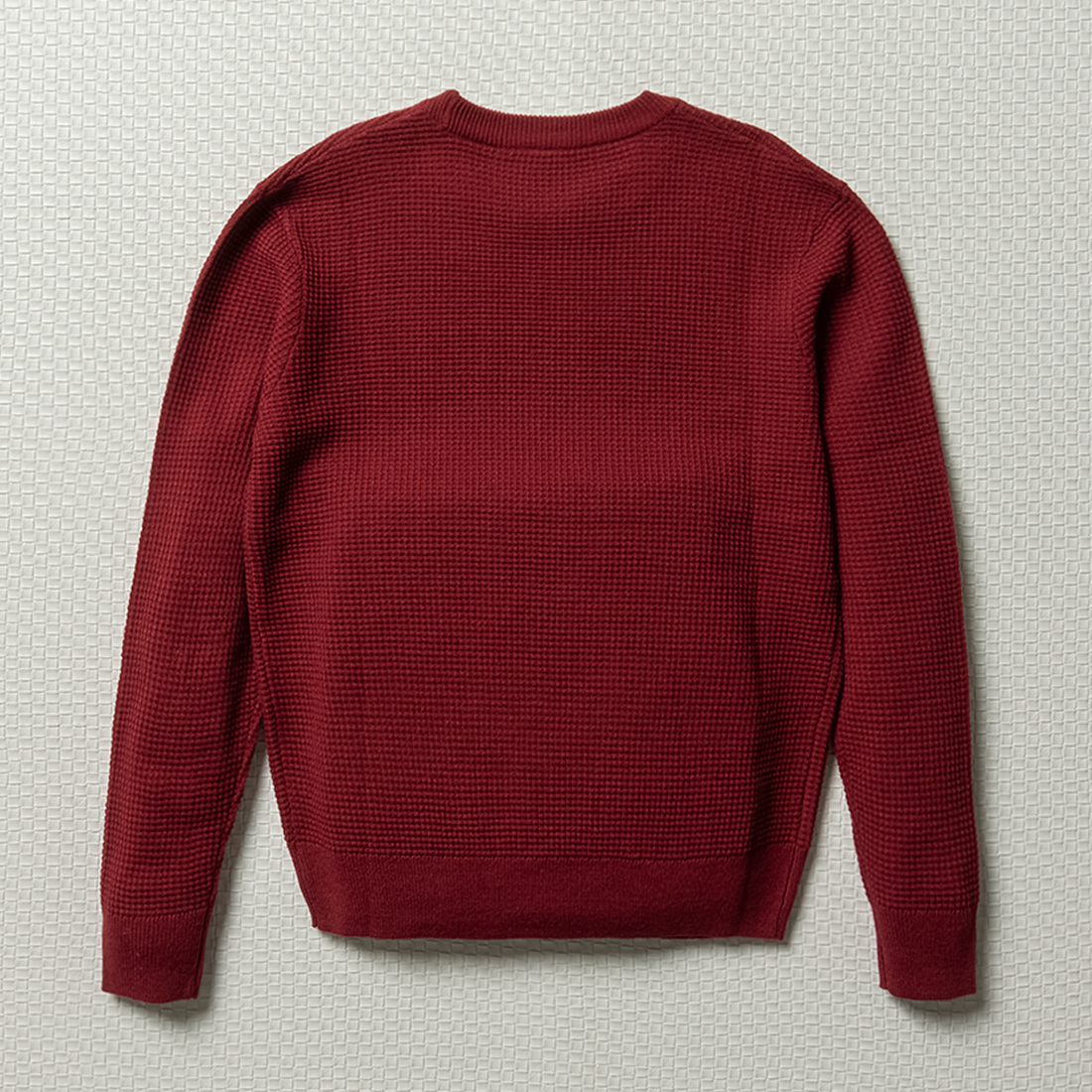 WAFFLE CREW NECK JERSEY BURGUNDY-BURGUNDY-9-10 YRS