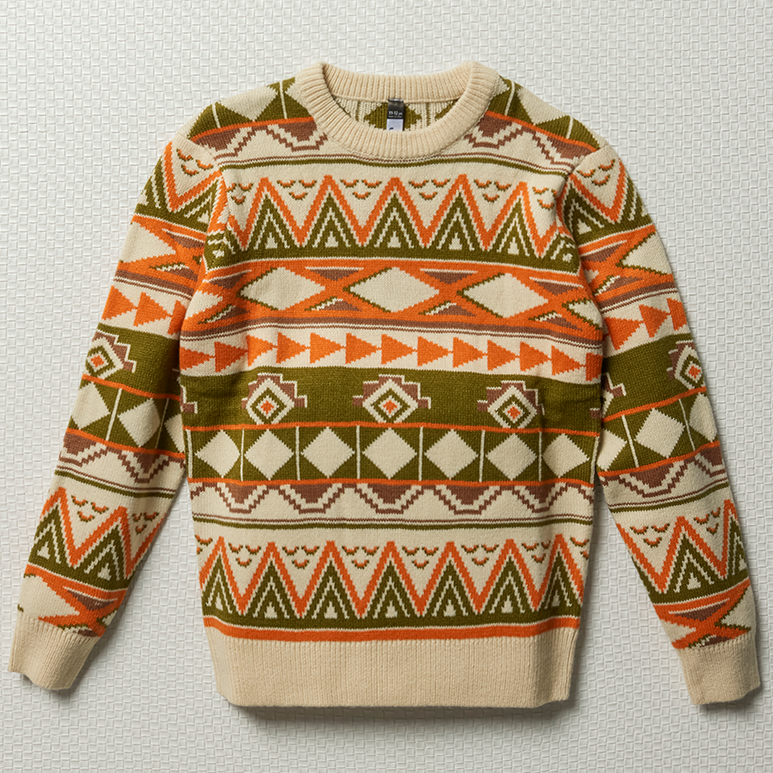 CREW NECK AZTEC JERSEY STONE-ASSORTED-9-10 YRS