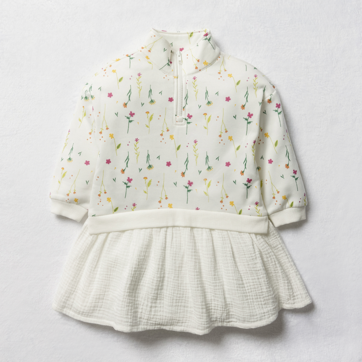 Combo Sweat Dress-MILK-2-3 YRS