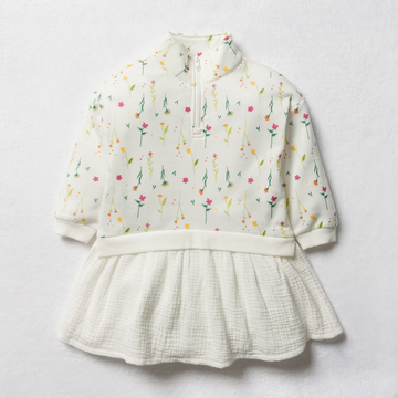 Combo Sweat Dress-MILK-2-3 YRS